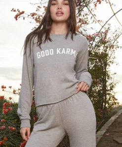 SPIRITUAL GANGSTER Graphic Shop Good Karma Crop Sweatshirt