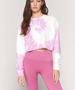 SPIRITUAL GANGSTER Tops Tie Dye Izzy Crop Sweatshirt