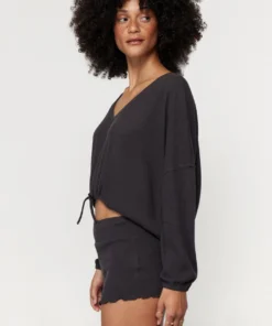 SPIRITUAL GANGSTER Ballet Rib Drawstring V Neck