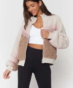 SPIRITUAL GANGSTER Sherpa Stripe Bomber Jacket Tops