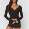 SPIRITUAL GANGSTER Travel Edit Ballet Rib Wrap Sweater