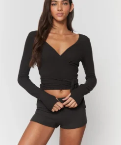 SPIRITUAL GANGSTER Travel Edit Ballet Rib Wrap Sweater