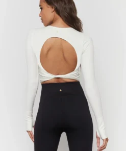 SPIRITUAL GANGSTER Serene Seamless Twist Back Long Sleeve Tops