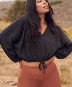 SPIRITUAL GANGSTER Ballet Rib Drawstring V Neck