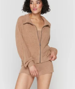 SPIRITUAL GANGSTER Melody Zip Up Funnel Neck Sweater