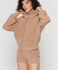 SPIRITUAL GANGSTER Melody Zip Up Funnel Neck Sweater