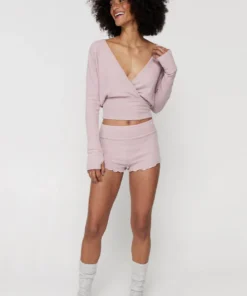 SPIRITUAL GANGSTER Travel Edit Ballet Rib Surplice Long Sleeve