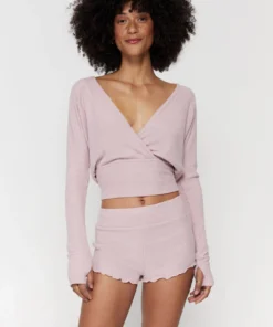 SPIRITUAL GANGSTER Travel Edit Ballet Rib Surplice Long Sleeve