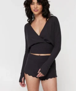 SPIRITUAL GANGSTER Travel Edit Ballet Rib Surplice Long Sleeve