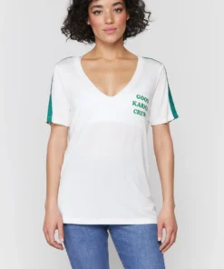 SPIRITUAL GANGSTER Graphic Shop Good Karma V Neck Ringer Tee