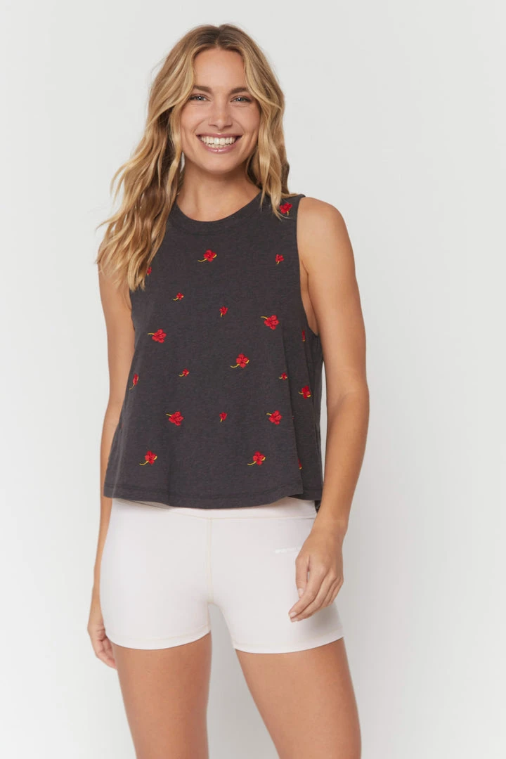 SPIRITUAL GANGSTER Tops Embroidered Crop Tank 3 SPIRITUAL GANGSTER Tops Embroidered Crop Tank