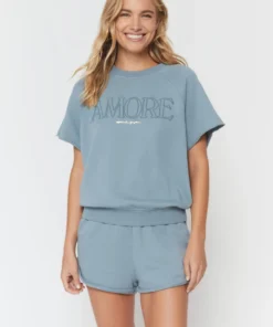 SPIRITUAL GANGSTER Graphic Shop Amore Short Sleeve Sweatshirt