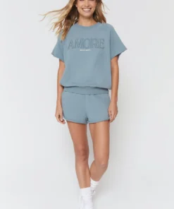 SPIRITUAL GANGSTER Graphic Shop Amore Short Sleeve Sweatshirt