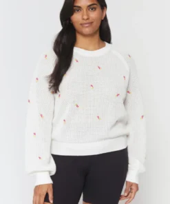 SPIRITUAL GANGSTER Tops Airy Mesh Embroidered Sweater