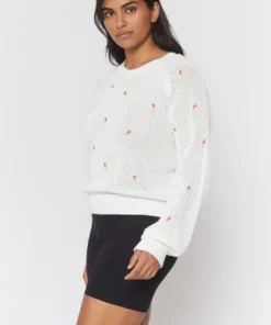 SPIRITUAL GANGSTER Tops Airy Mesh Embroidered Sweater